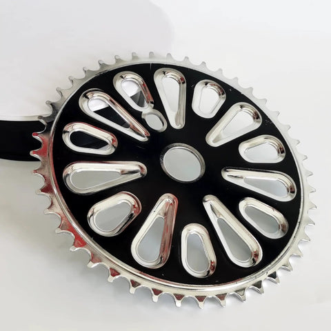 Wide Pedal Crank Kit One Piece Crank for Two Stroke Gas Motorized Bicycle 48cc 66cc 80cc Black 44 Tooth Sprocket