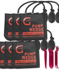 Pro Grade Air Wedge Bag Pump Kit With Six Pack And Four Plastic Tools Medium Size Leveling And Alignment Set Durable 840D Nylon Wedges With TPU Reinforcement Ideal For Auto Body Shop And Fleet Service.