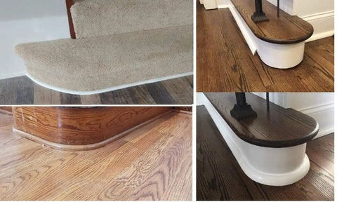 Flexible Base Shoe Molding 1/2 Inch By 3/4 Inch, 8 Feet Long, Waterproof, Light Oak Grain, used on stairs and baseboards