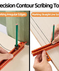 Precision Contour Scribing Tool for marking irregular edges and straight lines in woodworking, lightweight aluminum design.