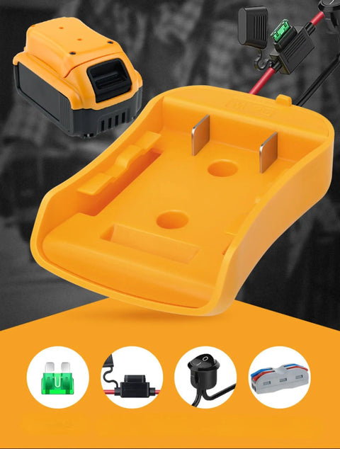 Ride On Car Conversion Kit With 20V Tool Battery Adapter For 12V To 24V Toys showing battery slot and components.