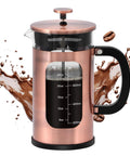 34 Ounce French Press Coffee Maker With Heat Resistant Borosilicate Glass, Stainless Steel Frame, Upgraded Copper Finish