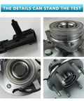 Front Wheel Bearing Hub Assembly 4WD Compatible With GM Trucks And SUVs Including Silverado Tahoe Avalanche Suburban Express 1500 2500 Sierra Yukon XL Escalade ABS, showing detailed close-ups of the assembly parts and metal components.