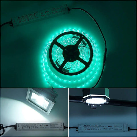 4 Pack LED Driver 40W Waterproof IP67 Power Supply connected to LED strip and light fixtures