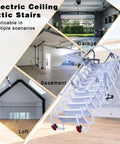 Electric Telescoping Loft Ladder With Smooth As Butter Remote Control Pull Down Attic Stairs in garage, basement, and loft settings.
