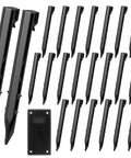 Built To Last Heavy Duty Plastic Landscape Edging Anchoring Stakes Set With 9.8 Inch Spikes And Plastic Panel For Terraces Gardens Lawns Paver Edging And Weed Barrier Black 36 Pack