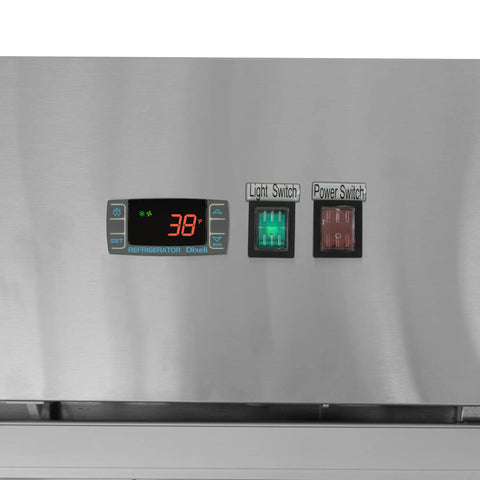 Heavy Duty Three Door Glass Front Commercial Refrigerator Reach In Cooler Built Tough With Stainless Steel Exterior 66.5 Cubic Feet digital thermostat panel and switches