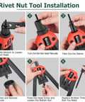 2 In 1 Rivet Nut Tool Kit Pro Hand Riveter With Dual Function Rivet Nut Gun installation steps diagram.