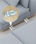 Hella Sturdy Sectional Couch Connectors Six Pack Heavy Duty Metal Sofa Brackets close-up view showing interlocking design under sofa cushions.