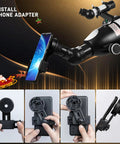 Awesome Starter Friendly 90mm Refractor Telescope with 700mm Focal Length displaying phone installation on telescope.