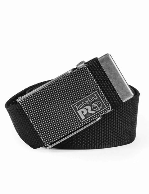Cut To Fit 38mm Web Belt For Men With Texture Plaque Buckle, Adjustable Black Belt Sized From 32 To 44 US shown in a rolled view