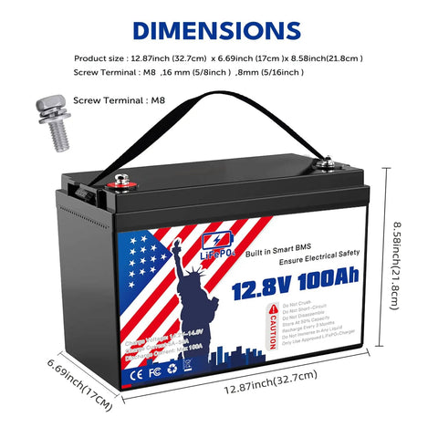 12.8V 100Ah LiFePO4 Battery With Grade A Cells Group 31 Built In 100A BMS Delivers 15000 Deep Cycles Long Lasting Off Grid Power