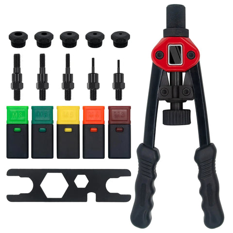 Rivet Nut Tool Kit 14 Inch Hand Riveter With 5 Metric Mandrels Pro Grade Rivnut Tool For Auto Metalwork On-Site