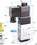 2 Position 5 Way Pneumatic Solenoid Valve With Junction Box DC Twenty Four Volt Single Coil Pilot Operated Electric Valve 1/4" NPT ports