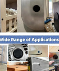 Collage of applications for 125 Pieces Black Rubber Round Hole Plugs Set In Eight Sizes Silicone Plugs For Round Holes For Furniture Office Kitchen Automotive One Inch Three Quarter Inch Five Eighths Inch One Half Inch Three Eighths Inch Five Sixteenths Inch One Quarter Inch One