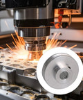 5 Piece Heavy Duty Aluminum V Groove Pulley Pin Hub Single Groove Sheave Fits 3Mm To 5Mm Pu Belt on CNC machine with sparks.