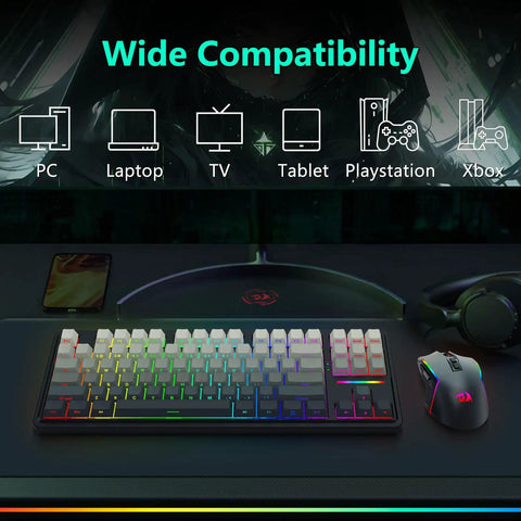 Wireless Mechanical Keyboard And Mouse Combo With Tri Mode Connectivity And Glowing Rgb Backlighting For Zero Cable Chaos And Sick Gaming Setups On Any Clean Office Desk In Matte Black, showcasing compatibility with multiple devices.