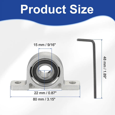 Heavy Duty Self Aligning Pillow Block Bearing Nine Sixteenth Inch Bore Vertical Zinc Alloy Steel Flange Housing Pack Of 2 shown with dimensions