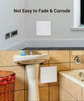 Heavy Duty ABS Plastic Access Panel For Drywall 8X16 Inch Wall Hatch Cover Door in living and bathroom settings.