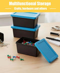 Stackable Mini Tote Bins With Lids For Desk Organization And Craft Storage Blue Tiny But Mighty Modular Organizer on desk