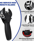 Ratcheting Tube Cutter For Tight Spaces With Ergonomic Handle And Sharp Blades That Easily Cut One Quarter Inch To One And One Eighth Inch Copper Brass And Aluminum Pipes Includes Three Steel Blades And Slip Free Gloves For DIYers And Pros featuring double smooth guide wheels and adjustment knob.