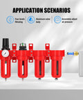 Pro Grade Four Stage Aluminum Air Drying System With Coalescing Filter Particulate Filter Double Desiccant Dryer And Air Regulator Manual Drain One Quarter Inch NPT Ports For Plasma Cutter And Paint Spray