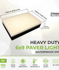 Diagram of Heavy Duty 6x9 Inch Paver Light Warm White 2700K Drive Over Rated 12V Waterproof Landscape Lighting features