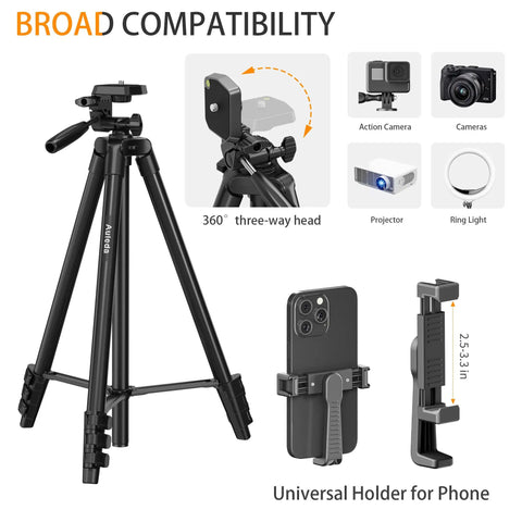 60 Inch Lightweight Travel Camera Tripod For Canon And Nikon DSLRs With Wireless Remote showcasing broad compatibility features