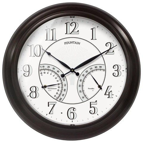 Must Have 24 Inch Indoor Outdoor Lighted Clock With Self Illuminated Face Waterproof 3 In 1 Weather Station Including Thermometer And Hygrometer Metal Clock In Oil Rubbed Bronze Finish Night Light