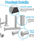 100 Piece Electrical Screw Kit With 6-32 And 8-32 Phillips Flat Head Screws, 304 Stainless Steel Outlet Mounting Screws
