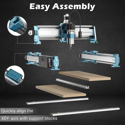 Genmitsu 4040-PRO MAX CNC router kit with 710W motor and linear rails; work area 410x405x77mm, GRBL control