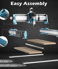 Next Gen 4040 Pro Max CNC Router With 710W Spindle And Linear Rail Drive, assembly components, wood and rail parts visible