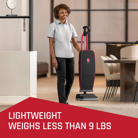 Hoover Commercial Superior Lite Upright Vacuum Cleaner Lightweight at Nine Pounds With Forty Foot Cord For Deep Carpet Cleaning And Powering Through Toughest Messes In Offices Or Small Shops Easy Maneuvering Design