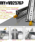 Heavy Duty 12 Inch Drawer Slides with Locking Full Extension Ball Bearing Glides in industrial-grade steel, model #VD2576.