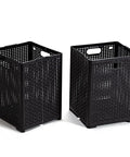 42L Collapsible Laundry Baskets Set Pack Of 2 Black Foldable Plastic Hamper For Dorms, Apartments, And Home, Space Saving Durable Bins