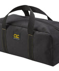 Black utility tote bag from Two Pack Medium And Large Utility Tote Bags Set For Pros Pro Grade Durable Reinforced Bottom Great For Plumbers Electricians Maintenance Pros Painters And Contractors Black And Beige