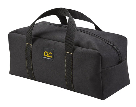 Black utility tote bag from Two Pack Medium And Large Utility Tote Bags Set For Pros Pro Grade Durable Reinforced Bottom Great For Plumbers Electricians Maintenance Pros Painters And Contractors Black And Beige