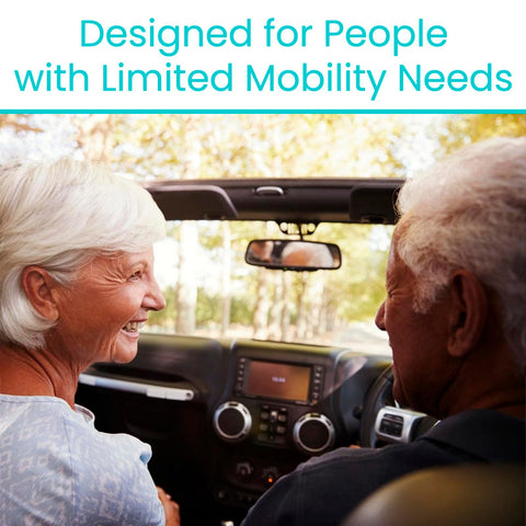 Two elderly individuals sitting in a car using Car Handle Assist For Elderly And Disabled Scratch Proof Auto Grab Bar Cane Support Aid