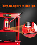 Heavy Duty 12 Ton Hydraulic Shop Floor Press With H Frame And Steel Plates Adjustable Working Table Floor Stand Jack Built To Handle Gears And Bearings Powder Coated Rust Resistant Construction For Tough Shop Use