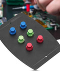 Universal PCB Holder Soldering Fixture With Six Magnetic Pins on heavy duty metal platform for board alignment and welding.