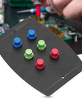 Magnetic Base PCB Holder And Soldering Helper Hands with red, green, blue electromagnetic pins and metal construction.