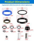 Seal Kit For Pallet Mule Wesley Pallet Jack AA5000 AA5500 Hydraulic Unit Rebuild dimensions and components displayed.