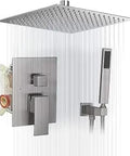 Ceiling Mounted 16 Inch Rain Shower System With Brushed Nickel Finish, Ultra Large Overhead Rain Shower Head And Versatile Handheld Spray.