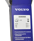Volvo front wiper blades 32282838 packaging box for specific Volvo models XC90, S90, V90, detailed product information visible