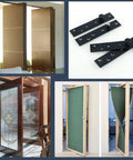 Heavy Duty 4 Inch Hidden Door Hinges Built Like A Tank With Smooth 360 Degree Pivot Rotation For Secret Bookcase Entries And Black Stainless Steel Closet Swings Zero Drama Setup 2 Pack, shown with various door designs.