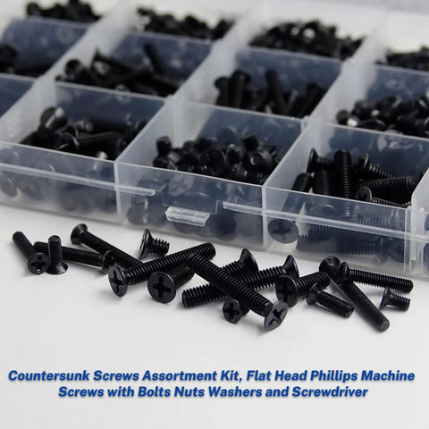 Massive M3 And M4 Countersunk Screws Kit For DIY Projects And Electronics Includes 430 Piece Assortment, screws in compartments
