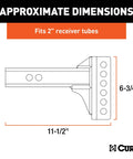 Diagram of Replacement Adjustable Trailer Hitch Ball Mount Shank for 2 Inch Receiver showing dimensions and dual holes
