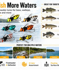 Bionic Wasp Topwater Lure for Freshwater and Saltwater, 6-pack floating hard bait with carbon steel treble hooks, variety of colors