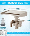 Adjustable Waterfall Pool Fountain For Above Ground Pools Easy To Install And Fits Various Frame Sizes A Chill Water Feature For Cooling And Relaxation showing fountain with dimensions, long pipe connector, and instruction manual included.