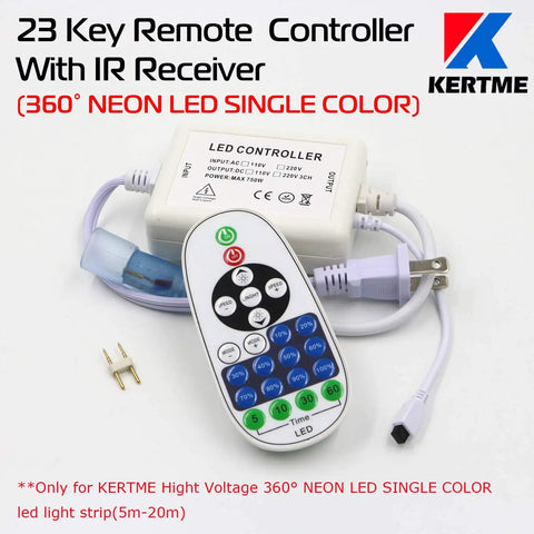 LED controller with 23-key remote for Lit 360 Degree Neon LED Light Strip 32.8ft Waterproof Flexible Dimmable Rope Light